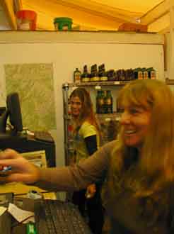 Dianne keeping backpackers happy at Tuolumne Meadows fine store.